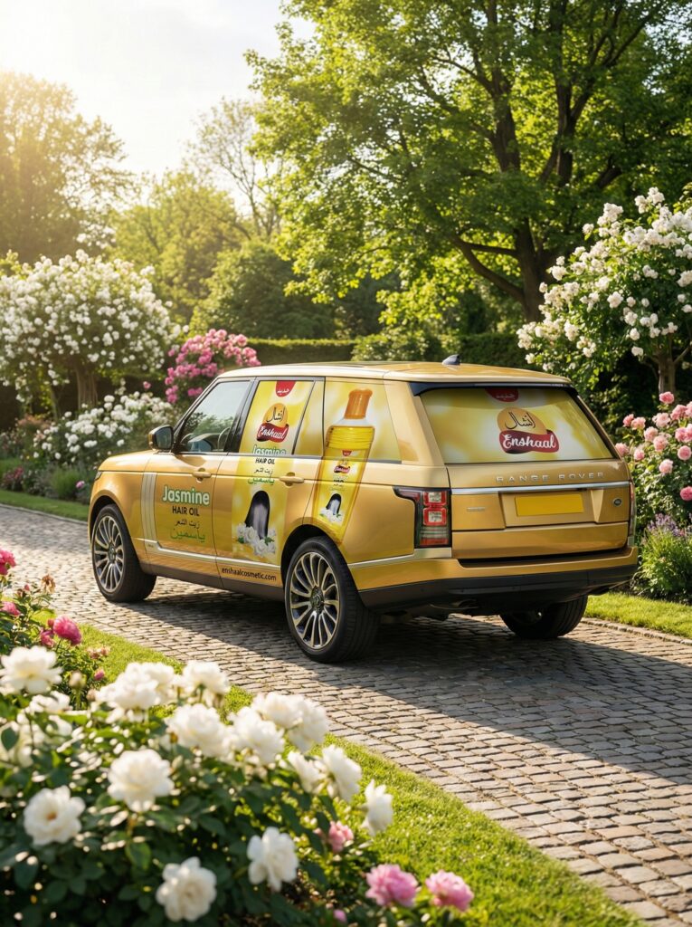 Enshaal Cosmetics car in the beautiful street of garden | Enshaal Cosmetics