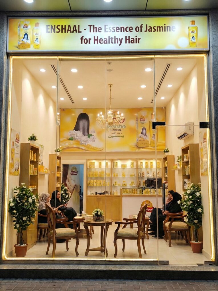 Enshaal jasmine hair oil 200 ml Shop Outside Picture | Enshaal Cosmetics